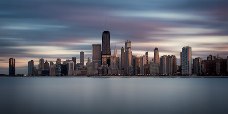 Chicago Skyline Long Exposure Panorama